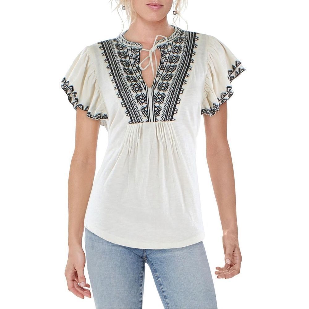 LAUREN RALPH LAUREN size petite large EMBROIDERED top BLOUSE - Picture 1 of 9